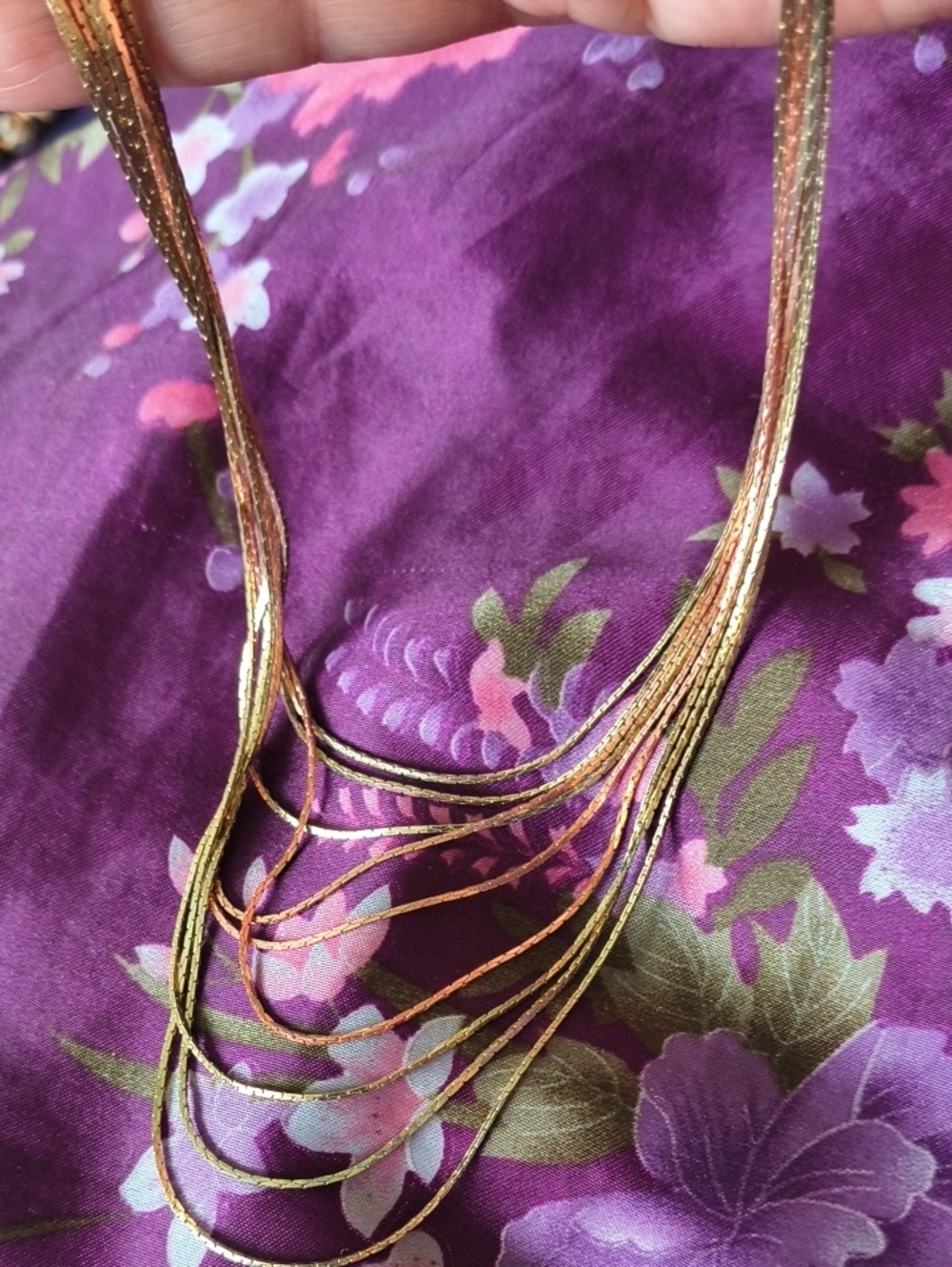 9 Strand Gold And Rose Gold Tone Layered Necklace